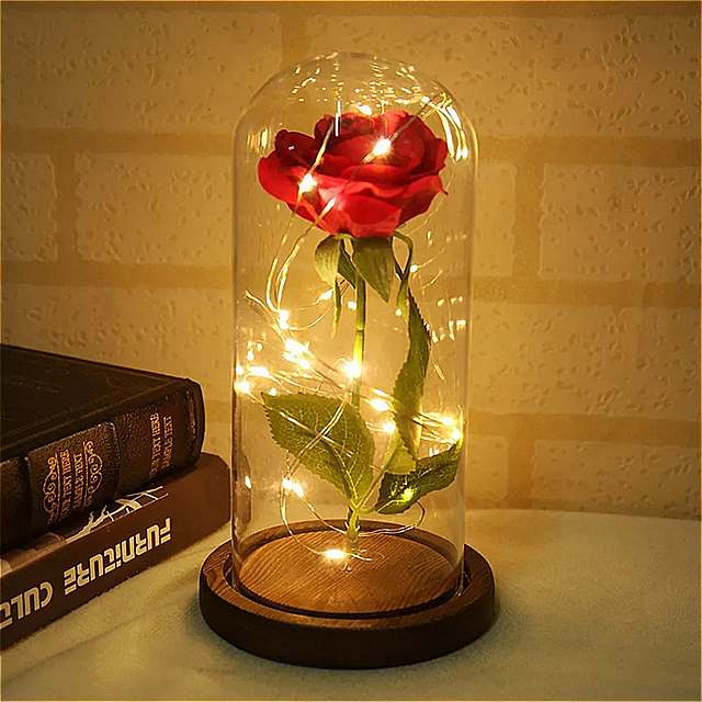保存ローズ ランプ シミュレーション 装飾 花 ガラスバレンタインデーのための恋人の 結婚式 の パーティー ランプ バラ