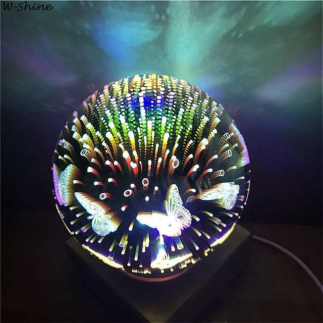 木 カラフル な3D ライト マジック プロジェクター ボール 3D ランプ usb 電源 寝室 雰囲気 夜の 光 スカイテーブル ランプ