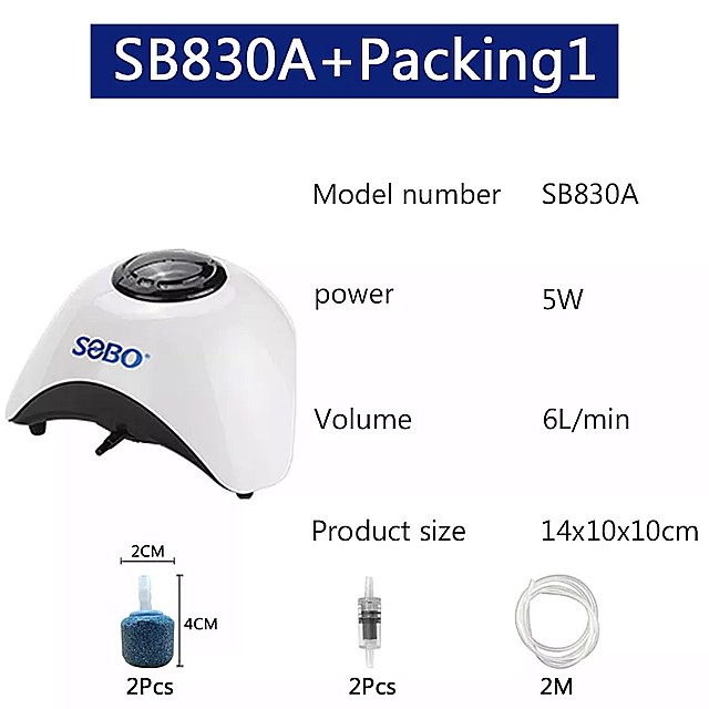 Sobo 5 ワット 10 ワット 水槽 インフレ ポンプ 。酸素供給新デザイン空気 ポンプ 空気圧縮機ダブル/単一の出口調節可能な
