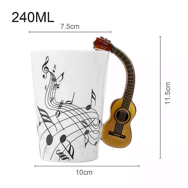 セラミッククリエイティブ音楽磁器マグギターバイオリンピアノスターヴ コーヒー カップ 楽器ハンドル茶ミルク カップ