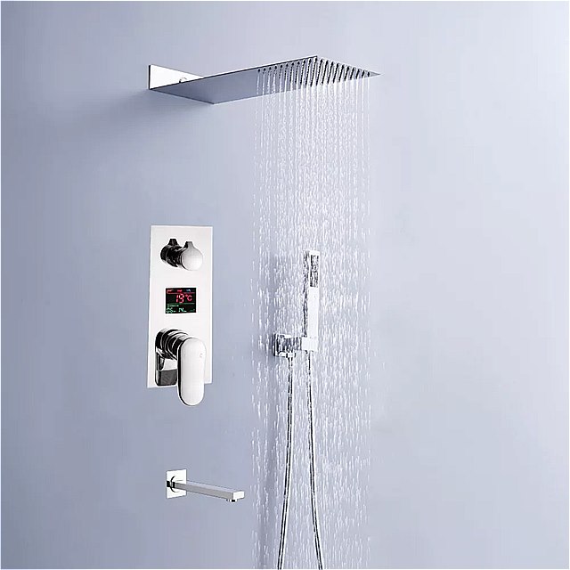 BAKALA クロームの シャワー ヘッド デジタル ディスプレイ ミキサー タップ 浴室 の シャワー の 蛇口 3 機能が デジタル シャワー 蛇口 セット 0