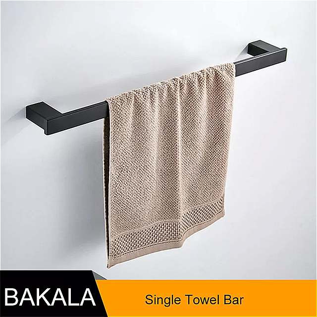 BAKALA ブラック スクエア 浴室 ハードウェア セット ウォール マウント ステンレス 鋼 浴室 製品 塗装モダン バスルーム アクセサリー