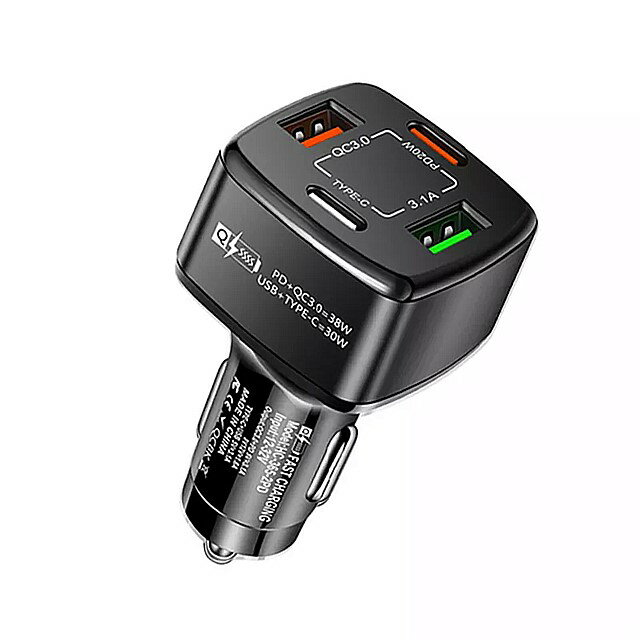 68ワット 急速充電 自動車電話充電器 QC3.0/pd 20ワット/タイプc/usb 3.1A 高速充電シガーライター アダプタソケット 12v/24v ユニバーサル