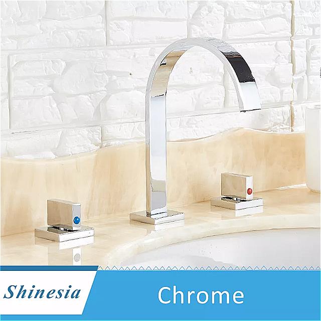 Shinesia マット ブラック 浴室 の 洗面台 の 蛇口 温水と冷水 ミキサータップ 広範な 北欧 スタイルのデッキは、クレーン