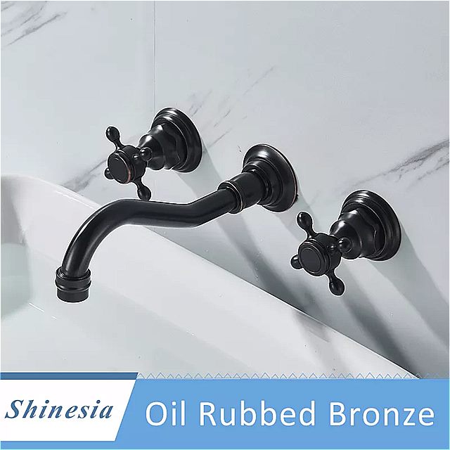 Shinesia アンティーク の 浴室 の 洗面器 の 蛇口 ヴィンテージ ウォール シンク 温水と冷水 ミキサータップ クレーン