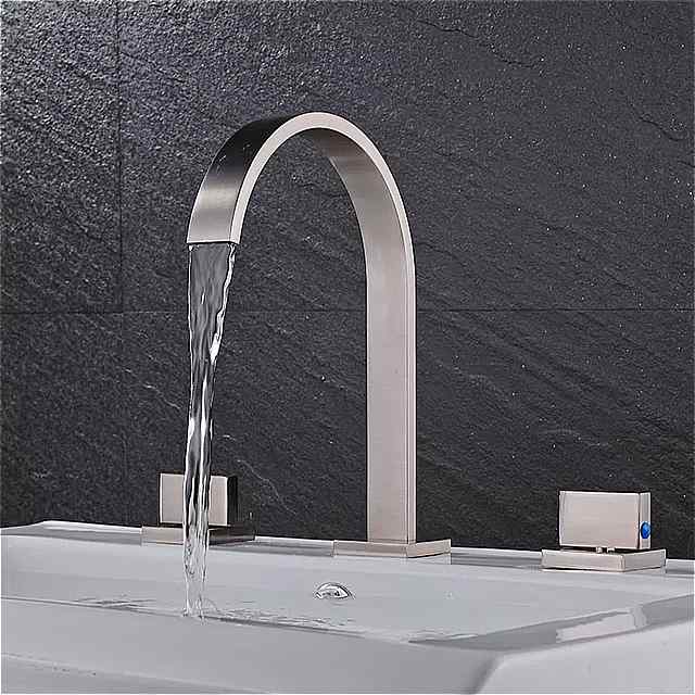 Shinesia 浴室 の 洗面台 の 蛇口 デュアル ハンドル 洗浄クレーンデッキは温水と冷水 ミキサータップ 容器 シンク