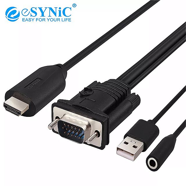 ESYNiC HDMI vga アダプター ケーブル と