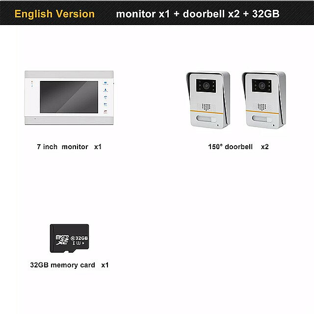 Anchencoky ビデオ ドア 電話有線ビデオ インターホン システム 7 インチ ドア インターホン 1200TVL カメラ ドア リリースとモーションセンシング