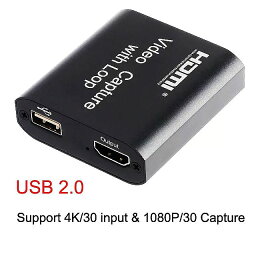 キャプチャ カード 1080 4 hdmi ビデオ キャプチャデバイスusb 2.0 hdmiキャプチャ カード ドングル ゲーム レコーダー ライブ ストリーミング放送ループアウト