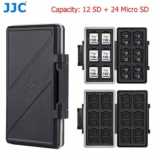 Jjc 36 スロット sd カード ホルダー ケース オーガナイザー 財布メモリ カード 収納 ボックス 24 msd マイクロ sd tf 12 sd sdhc sdxc カード