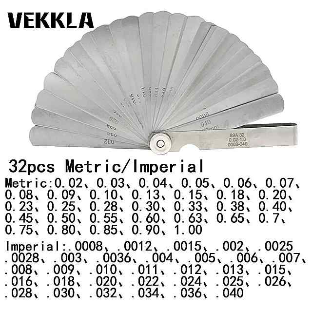 VEKKLA 32pc 0.02-1.0 mm ブレードマスター隙間ゲージステンレス鋼測定ツール実用的な刃マスター隙間ゲージ ツールセット