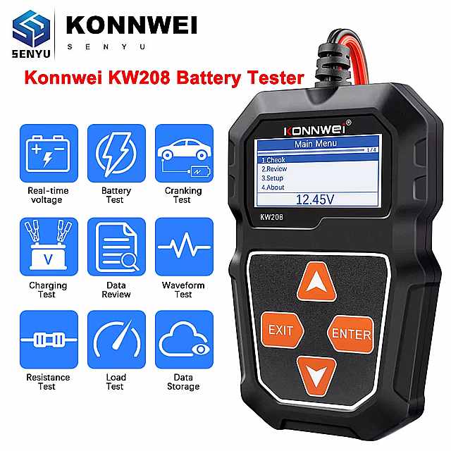 Konnwei KW208 12 v 100に2000CCA カー バッテリーテスタークランキング充電circutテスターバッテリー..