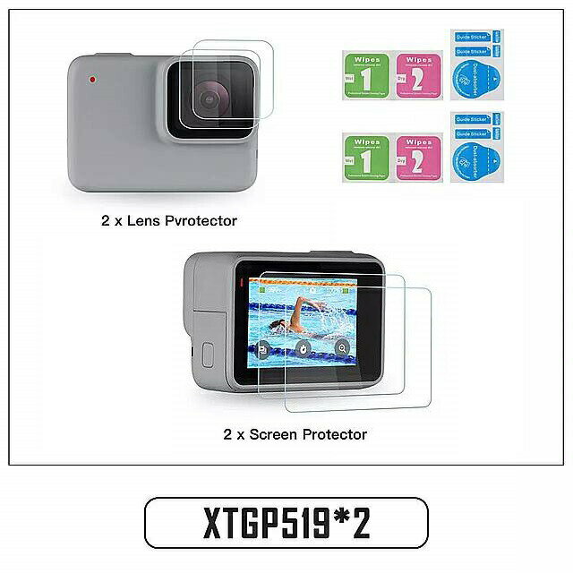 撮影 ダブル強化ガラスレンズ + 液晶画面GoPro Hero 3 7 シルバーホワイト カメラ 保護フィルムのためのプロヒーロー 7