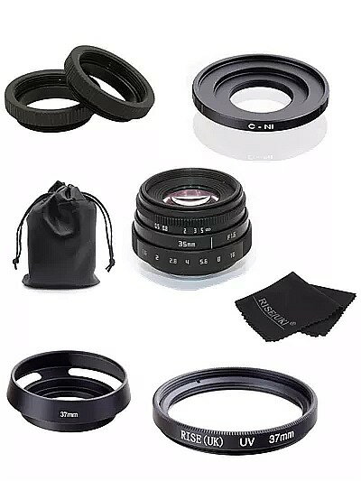 スタイル Nikon1 ため 35 ミリメートル f1.6 C マウント CCTV カメラ レンズ : v1/J1/V2/J2/J3/V3/S1/S2/AW1/J4 黒