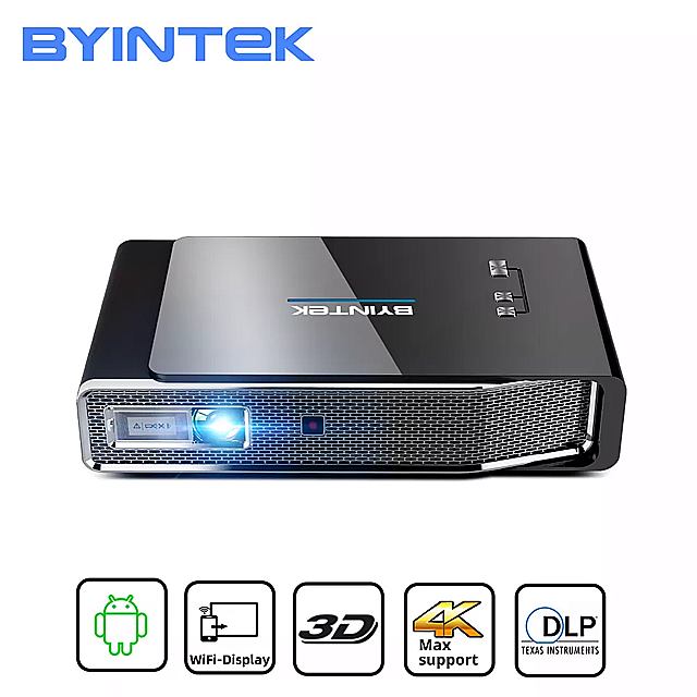 BYINTEK R15 tHD 1080P ~j 3D 4K 5G X}[g Wifi Android r[}[ |[^u LED DLPvWFN^[ vWFN^[ 300C` z[VA^[p