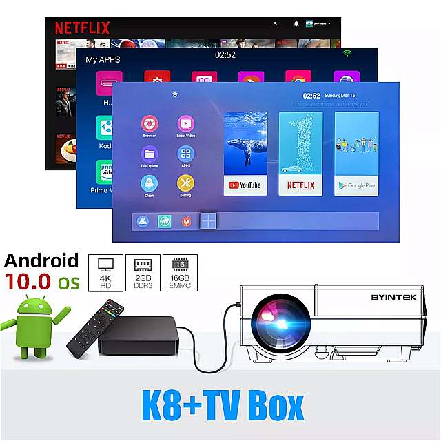 BYINTEK K8 ~j|[^u 1080P 150C` z[VA^[ fW^ t rfI LED vWFN^[ i3D 4Kpj