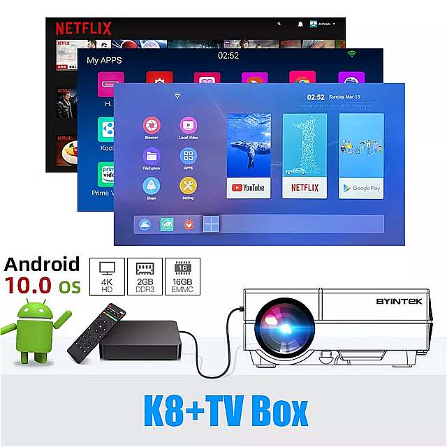 BYINTEK K8 ߥLED ݡ֥ 1080P 150 ۡॷ LCD ӥǥץ 3D 4Kͥѡ