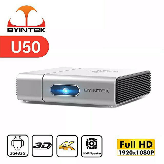 Byintek U50フルhd 1080p androidのwifiのスマート2 18k 3D 4 4k テレビ ポータブル ホームミニled dlp プロジェクター proyector 携帯電話