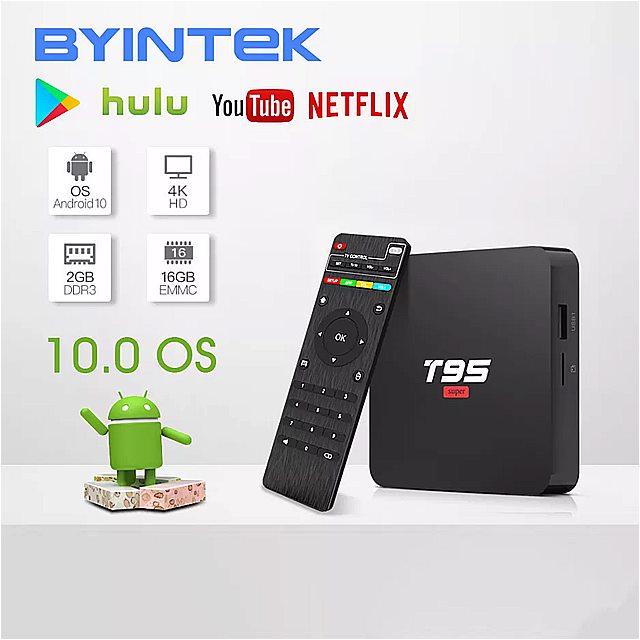 Byintek テレビ ボックスアンドロイド10.0 os、2グラム + 16グラム2.4グラムwifi Chipset3229、メディアプレーヤーnetflix hulu、メディアプレーヤー4 18k youtube