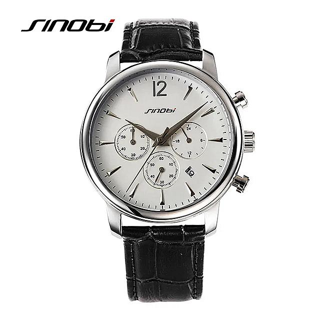 シンビ- メンズ ウォッチ レザー クロノグラフ 腕時計 ビジネス zegarek ダムスキー