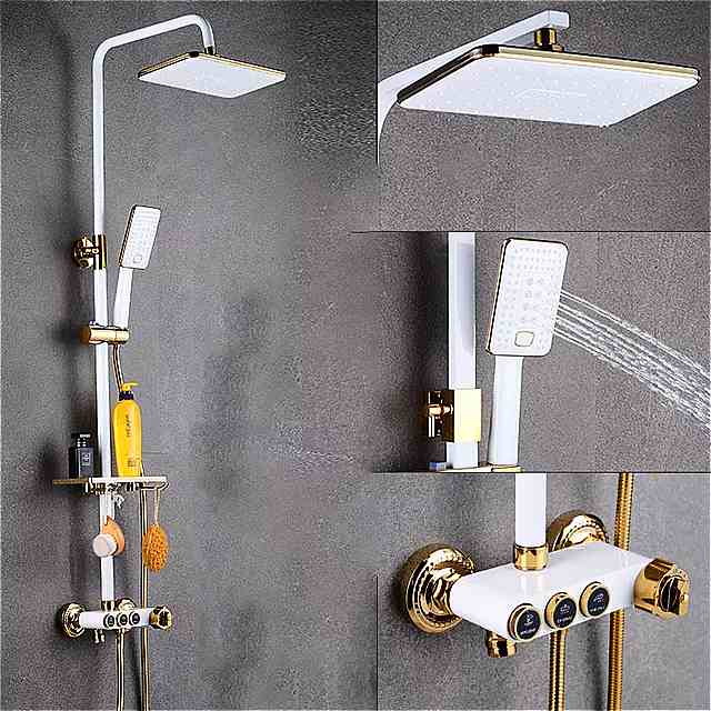 浴室 シャワー 蛇口 ミキサー 水 降雨 シャワー セット 三方 浴室 シャワー システム 真鍮 シャワー 蛇口 ミキサー 0