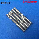 5ピース/ロット6 × 32 mm 超硬合金エンドミルルータービットシングルフルートスパイラルcncカッター切削フライス工具木材32 mm