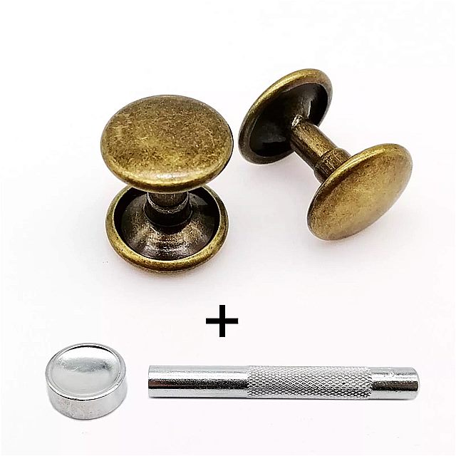 革ベルト用の 丸いリベット 50個の 高品質の 金属製 ダブルキャップのセット 財布 バッグ 衣類の装飾 ツールによる修理