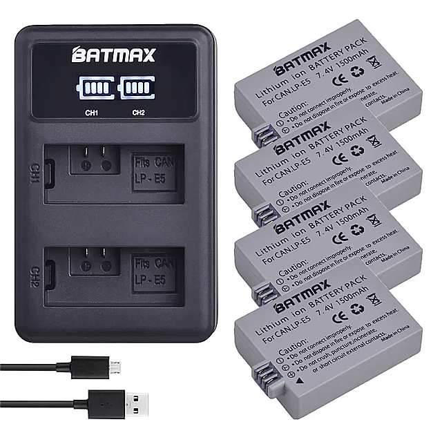 4 s[X 1500 mah LP-E5 LP E5 obe[ Bateria  + led usb fA [d Lm Eos Rebel  Xs A  T1i A  XSi A 1000D A 500D A 450