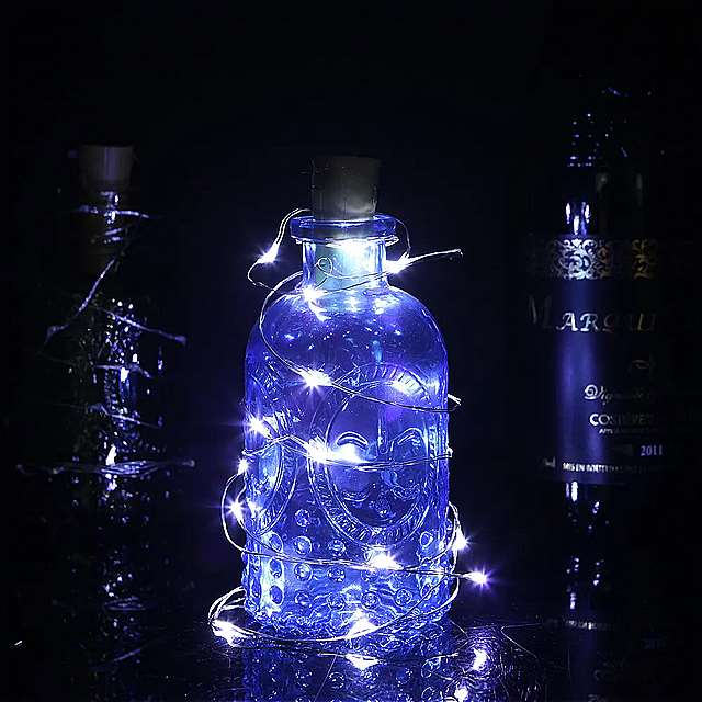 LED銅線ガーランド 2m 4または5個 20個 ボトル 妖精 ガラスクラフト 装飾 クリスマス 結婚式の装飾用