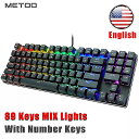 Metoo有線 ゲーミング メカニカル キーボード バック 89 キーゴースト青赤茶色 スイッチ 番号キー ゲーム ノートパソコンpc(2)