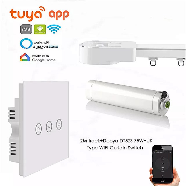 Dooya DT52S 75 bg [^[ + 2 [gȉ gbN + p^Cv WiFi J[e XCb` A^b`̃I/ItA `E App  WiFi [gA alexa /Google z[