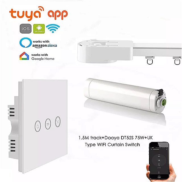 Dooya DT52S 75 bg [^[ + 1.5 [gȉ gbN + p^Cv WiFi J[e XCb` A^b`̃I/ItA `E App  WiFi [gA alexa /Google z[