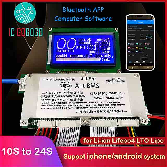 lifepo4 バッテリー 保護 パネル 10s?24s li-ion 300a 200a 150a 100a Android iPhone Bluetooth アプリケーション 用 の インテリジェント bms