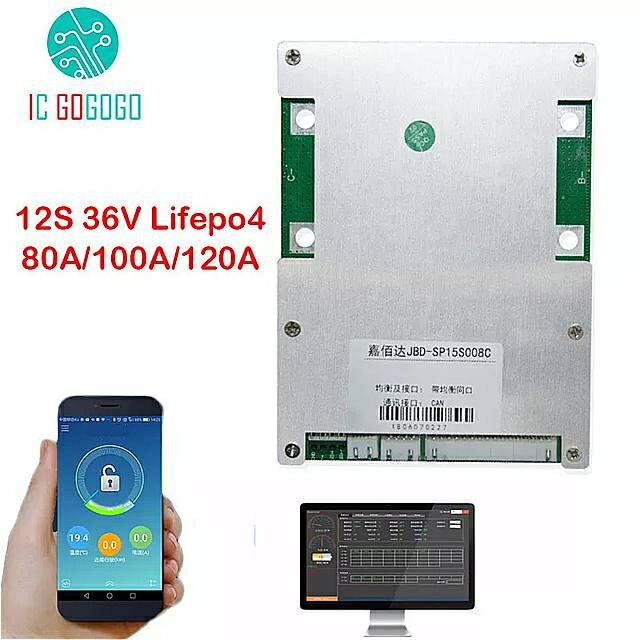 インテリジェントbms付き保護ボード リチウム電池 12s 36v lifepo4 3.2v pc電話用保護パネル Bluetooth アプリ 80a 100a 120a スケール エアコン