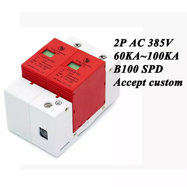 B100-2P 60KA ? 100KA ? 385 V AC 1 3P + N SPD  T[WveN^[ ی d𗋊foCX ی