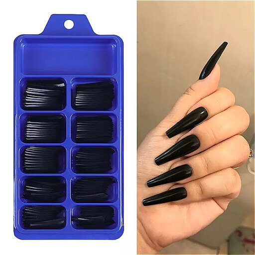 100ピース/箱 無地 黒 ネイル フルカバー アクリル バレリーナ の釘ヒントdiy マニキュア 延長 ネイル 100ピース/箱 無地 黒 ネイル フルカバー アクリル バレリーナ の釘ヒントdiy マニキュア 延長 ネイル