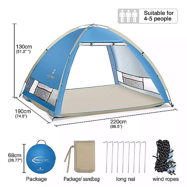 Godde 自動 キャンプ テント 4 5人 upf50 アンチUV 簡単な セット アップ ポータブル 日よけ 屋外旅行 ハイキング ビーチシェルター