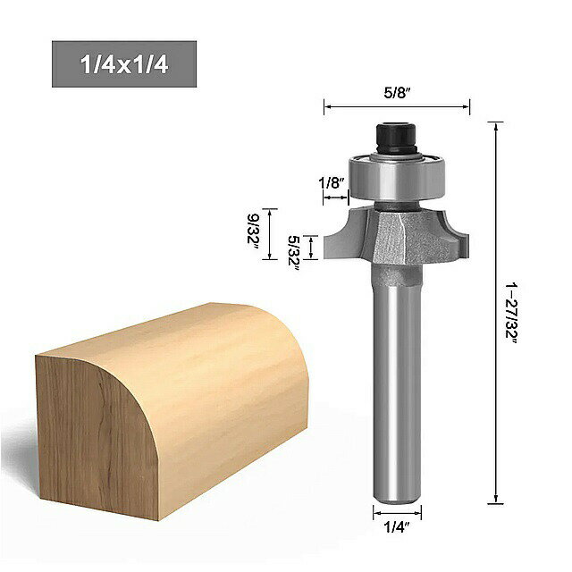 1pcラウンドオーバーエッジングルータービット-1/8 