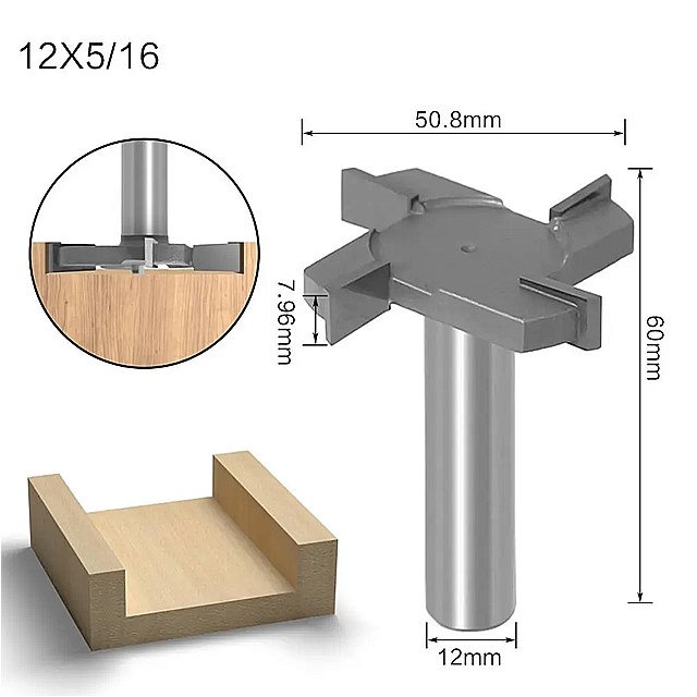 1pc 1/2 12 ミリメートルシャンク 4 エッジt型スロッティングカッター木工工具ルータービット木材産業グレードフライスカッタースロッティング