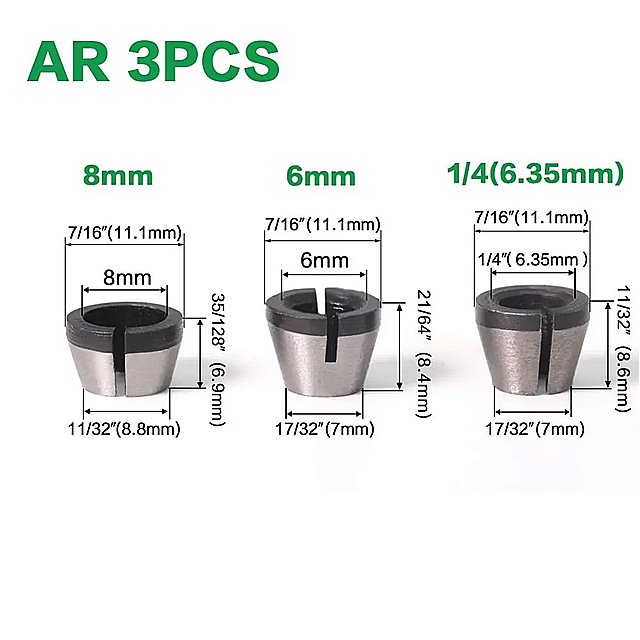 コレットのセット 6.35mm 8mm 6mm 1?3個 トリミング機