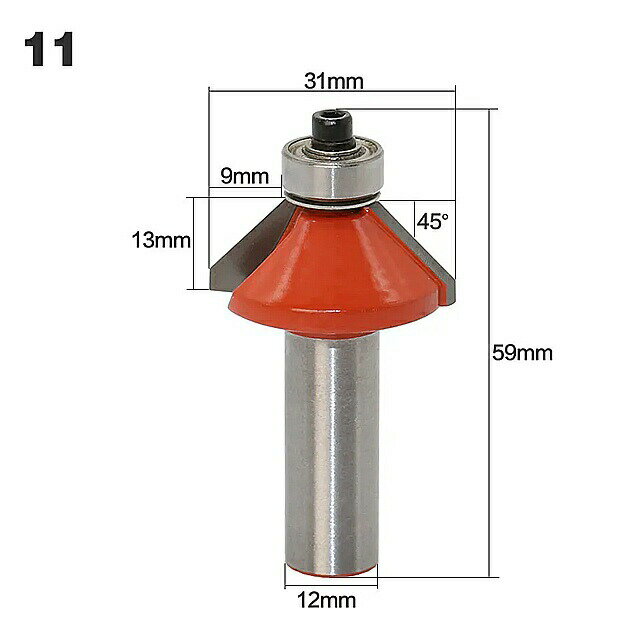 1個12mm シャンク ウッド ルーター ビット ストレートエンドミルトリマークリーニングフラッシュトリムコーナーラウンドコーブボックス ビット ツール フライス カッター