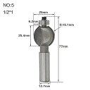 1個サイドフィンガーネイルタイプビットルータービットアーチ 木工 タングステンカーバイドルータービット-1/2*1/4-1/2 