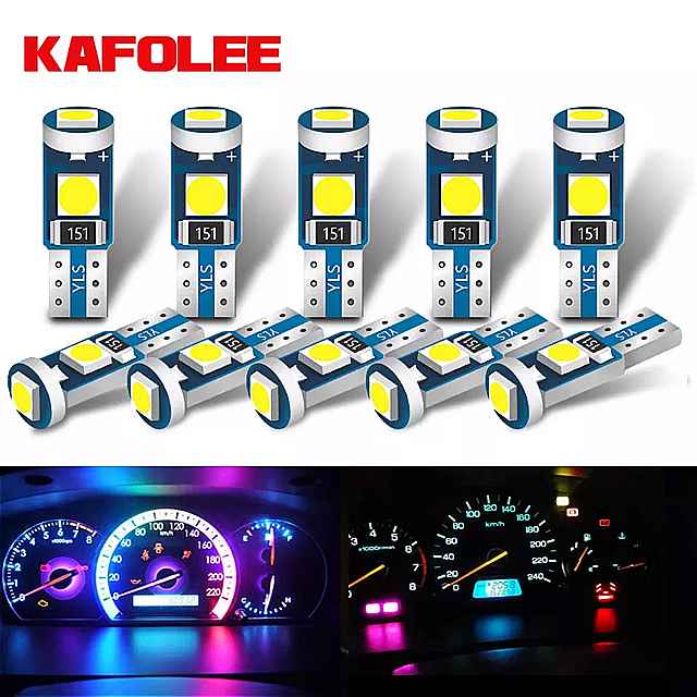 Kafolee- 車 または トラック 用の LED 電球 t5 ダッシュボード ライト 7色 3030 smd エアコン 用 インジケーター 車 用