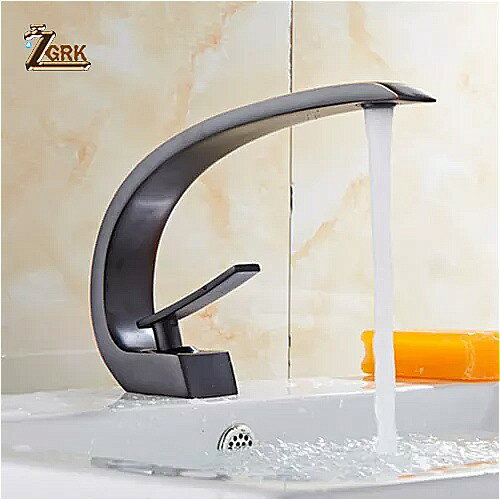 Zgrk流域 水栓 モダン 浴室 ミキサータップ 黒 洗面器 の 蛇口 シングルハンドル 単穴 エレガント なの 蛇口