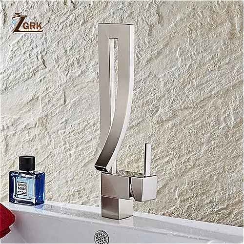 Zgrk流域 水栓 シングルハンドル デッキ は クローム 四角背 浴室 の シンク の 蛇口 ホットとコールドミキサー水タップ