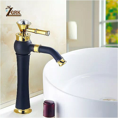 Zgrk クラシック 美しい デッキ は単一のハンドルカウンタートップ 洗面器 の 蛇口 ゴールド 温水と冷水 浴室 ミキサータップ