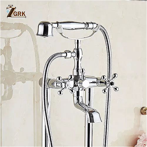 Zgrk の 浴室 の 蛇口 蛇口 ミキサータップ フロアハンドヘルド シャワー 電話 型ハンド シャワー アンティーク バス シャワー セット