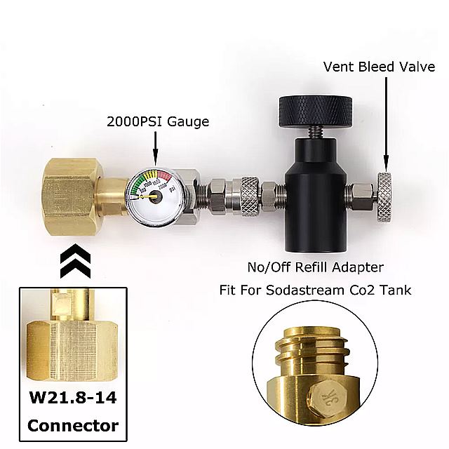 soda ストリーム sodastream co2 シリンダー タンク 詰め替え アダプター 充填 ステーション W21.8-14 g3/4またはcga320