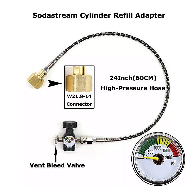 sodastream sodaclub シリンダー co2 詰め替え ステーション アダプター ホース オン/オフ アダプター およびW21.8-14 (din 477) またはcga320およびg3/4
