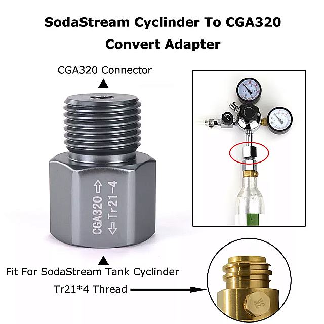 sodastream シリンダー からcga320への 変換 アダプター 水族館 魚 または 家庭用 の 自家醸造 および ビール樽 の 水槽 の規制